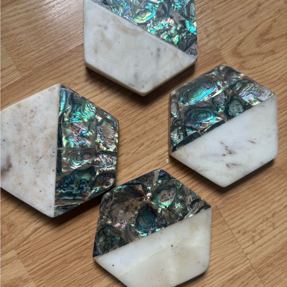 Anthropologie Abalone and Marble Coasters